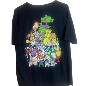 Nickelodeon Character All Over Print Adult Large Black Jersey Shirt